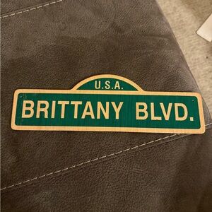 Personalized Street Sign - Custom Name 'Brittany Blvd' Green and Gold Road Sign